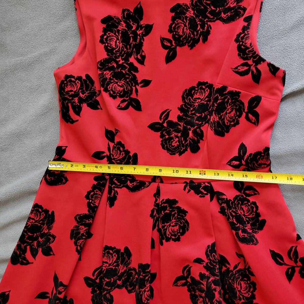 Studio One New York Womens Size 12 Red Black Rose Velvet Cocktail Wedding - Picture 6 of 14